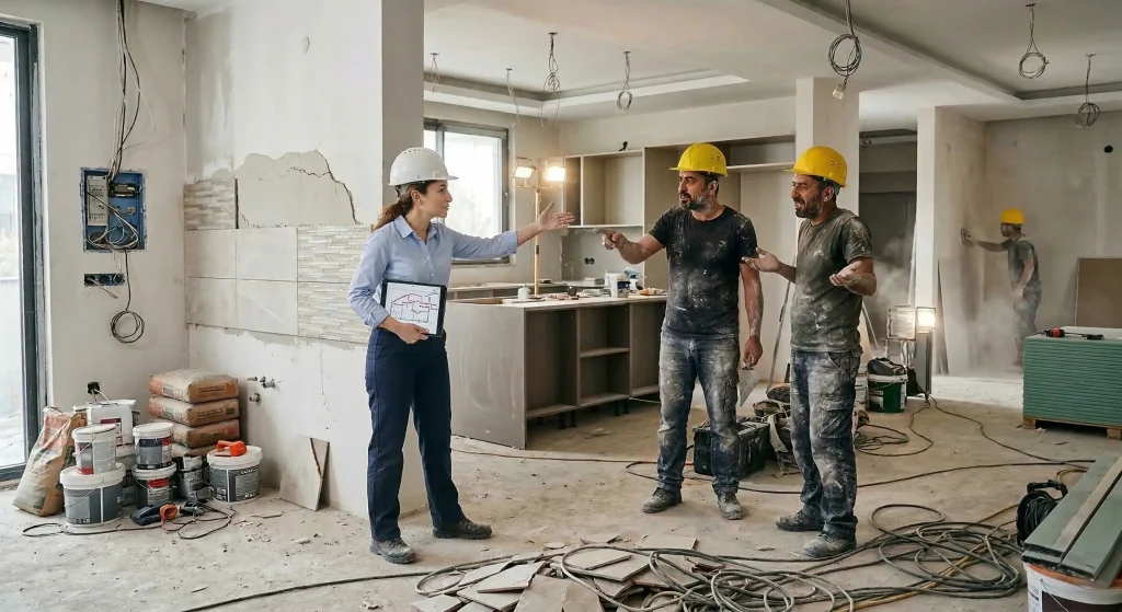 dekorasyon sürecinde şantiye ve usta yönetimi zorluklar